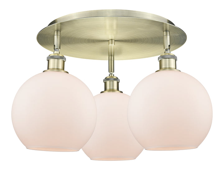 Innovations Lighting Athens 8" Flush Mount Ceiling Flush Mounts Innovations Lighting Antique Brass Matte White ; Glass Type: White 