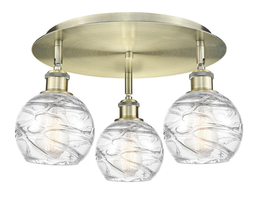 Innovations Lighting Athens Deco Swirl 6" Flush Mount Ceiling Flush Mounts Innovations Lighting Antique Brass Clear Deco Swirl ; Glass Type: Clear 