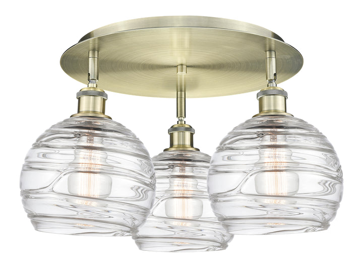 Innovations Lighting Athens Deco Swirl 8" Flush Mount Ceiling Flush Mounts Innovations Lighting Antique Brass Clear Deco Swirl ; Glass Type: Cleat 