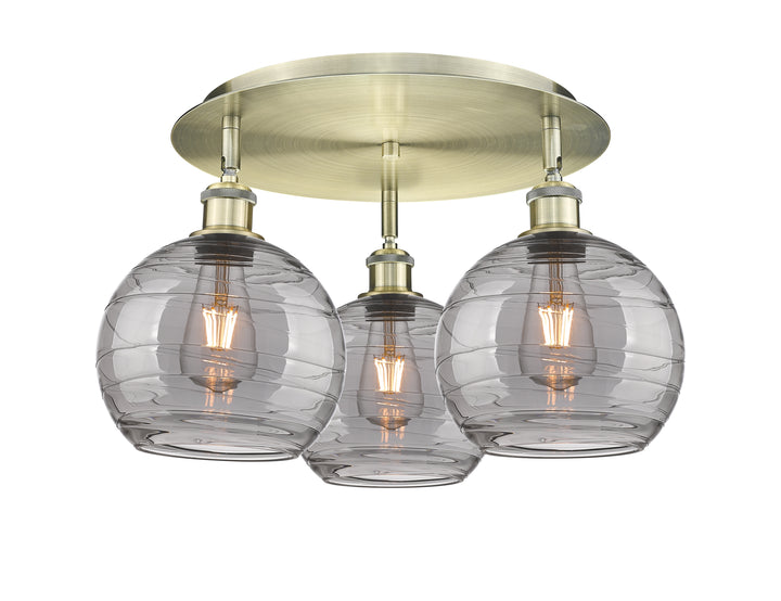 Innovations Lighting Athens Deco Swirl 8" Flush Mount Ceiling Flush Mounts Innovations Lighting Antique Brass Light Smoke Deco Swirl ; Glass Type: Smoked 