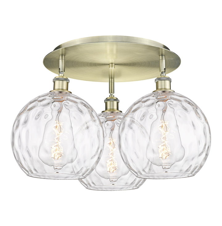 Innovations Lighting Athens Water Glass 10" Flush Mount Ceiling Flush Mounts Innovations Lighting Antique Brass Clear Water Glass ; Glass Type: Clear 