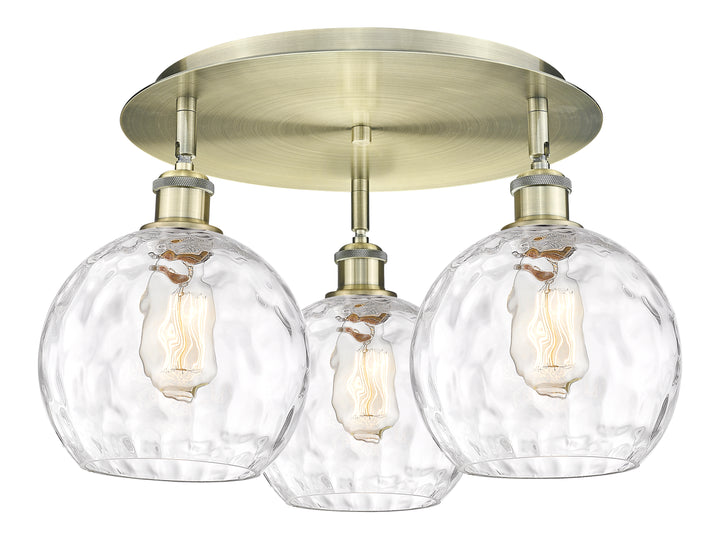 Innovations Lighting Athens Water Glass 8" Flush Mount Ceiling Flush Mounts Innovations Lighting Antique Brass Clear Water Glass ; Glass Type: Clear 