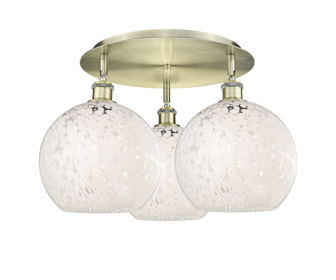 Innovations Lighting White Mouchette 10" Flush Mount - Antique Brass Ceiling Flush Mounts Innovations Lighting White Mouchette ; Glass Type: White  