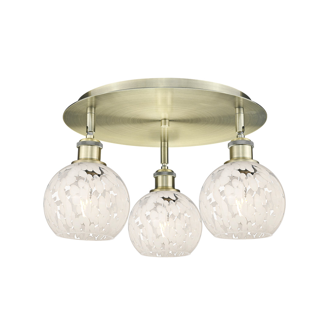 Innovations Lighting White Mouchette 6" Flush Mount - Antique Brass Ceiling Flush Mounts Innovations Lighting White Mouchette ; Glass Type: White  