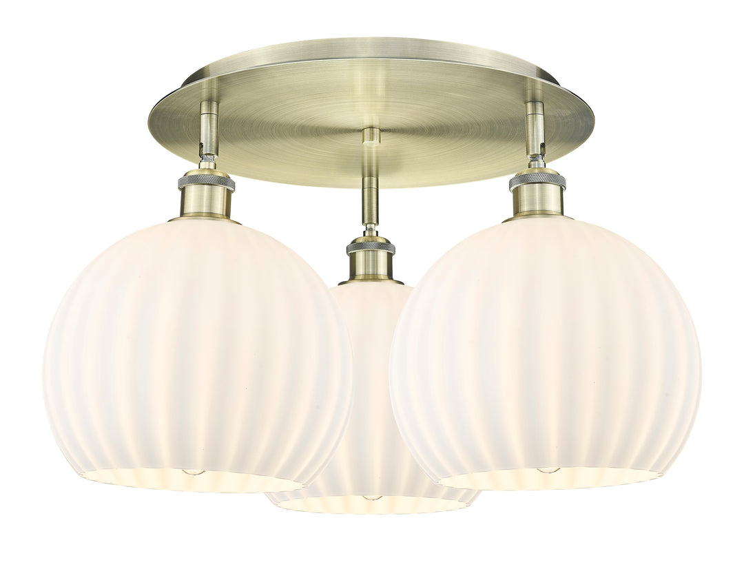 Innovations Lighting White Venetian 10" Flush Mount - Antique Brass Ceiling Flush Mounts Innovations Lighting White Venetian ; Glass Type: White  