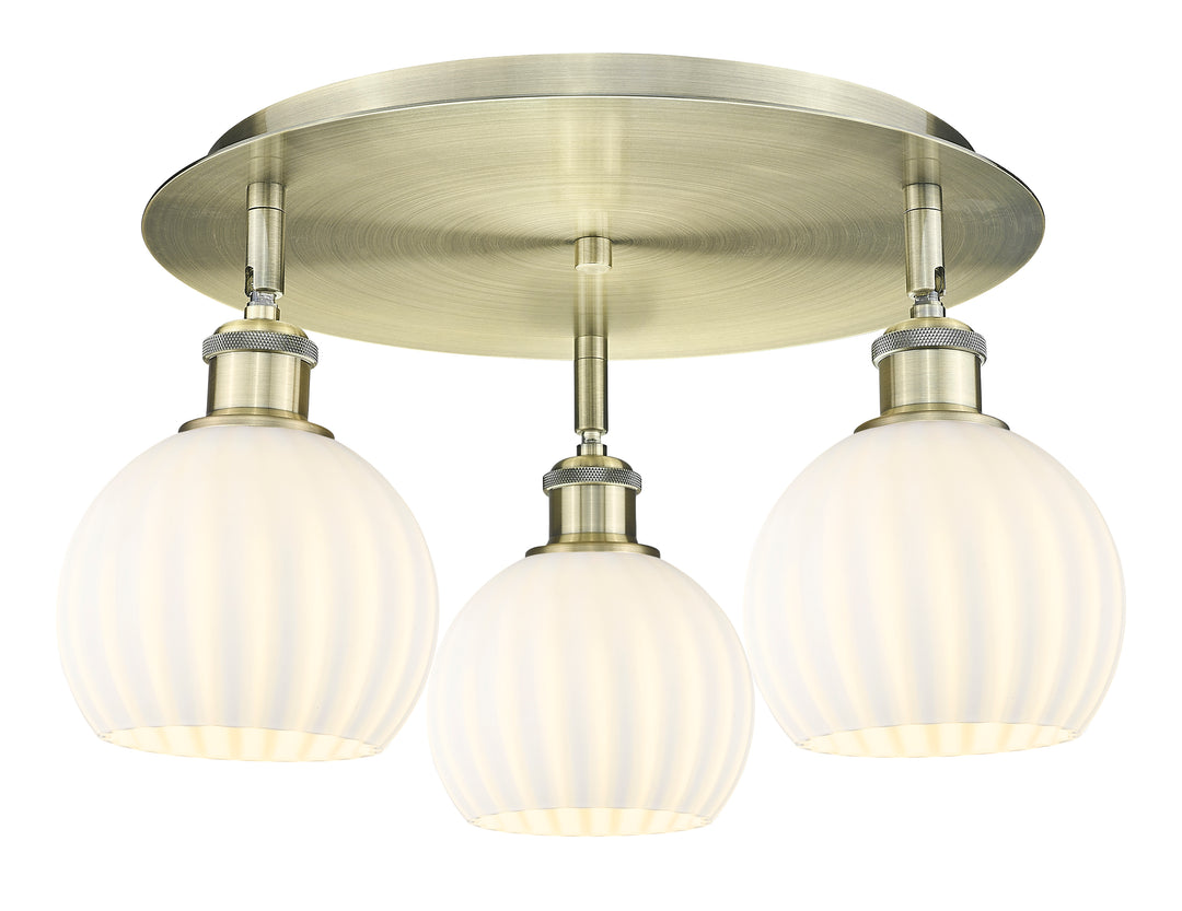 Innovations Lighting White Venetian 6" Flush Mount - Antique Brass