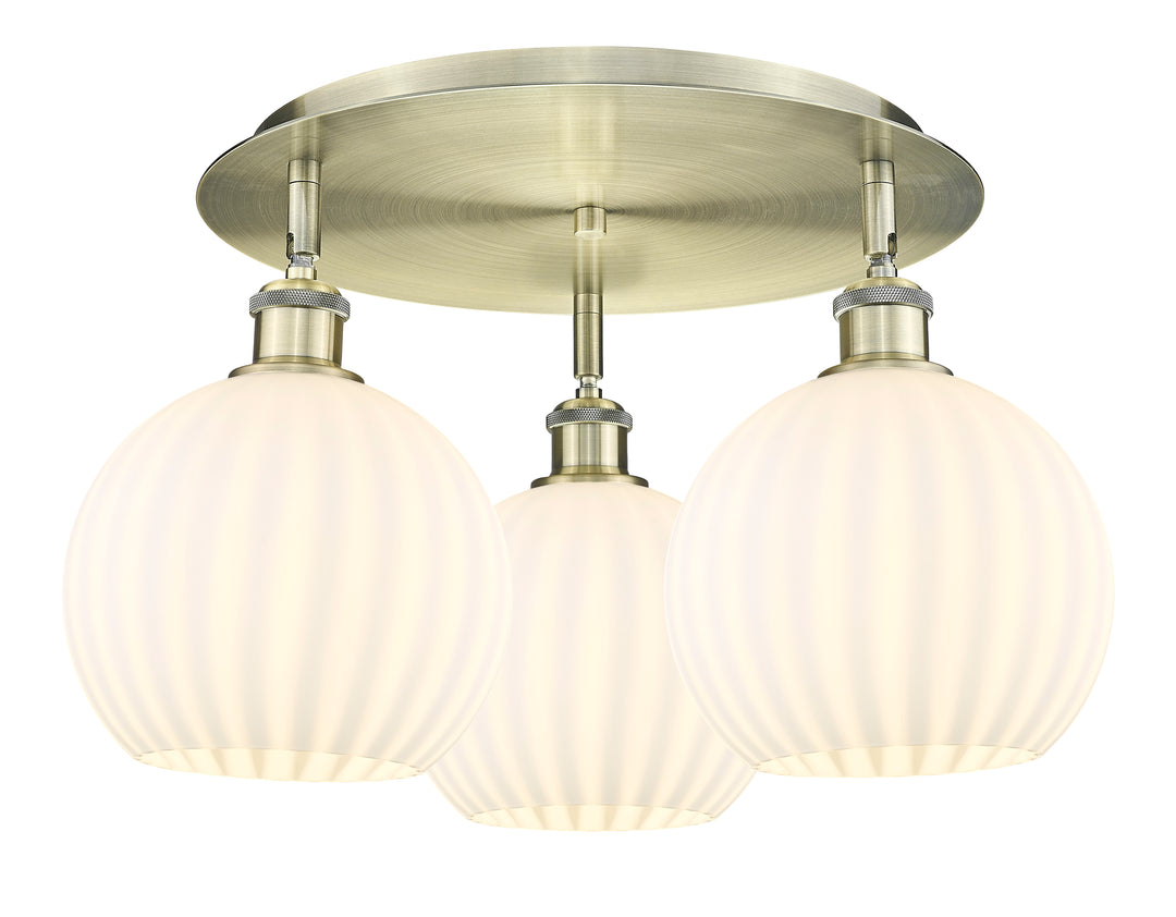 Innovations Lighting White Venetian 8" Flush Mount - Antique Brass