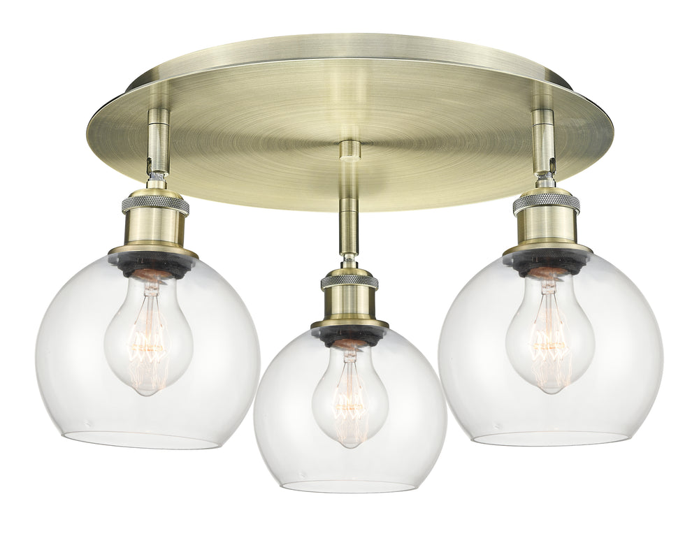 Innovations Lighting Athens 6" Flush Mount Ceiling Flush Mounts Innovations Lighting Antique Brass Clear ; Glass Type: Clear 