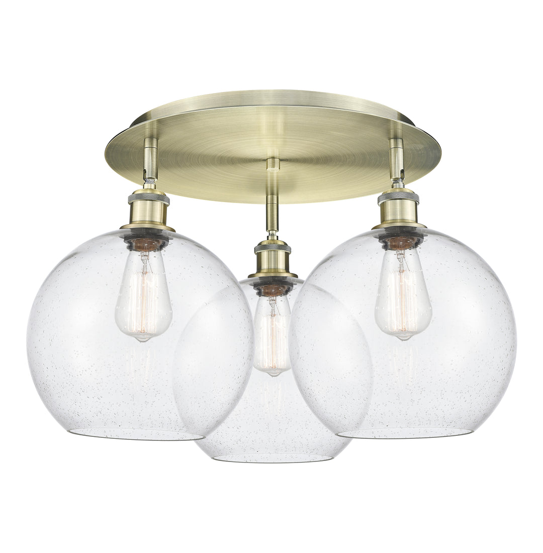 Innovations Lighting Athens 10" Flush Mount Ceiling Flush Mounts Innovations Lighting Antique Brass Seedy ; Glass Type: Seeded 