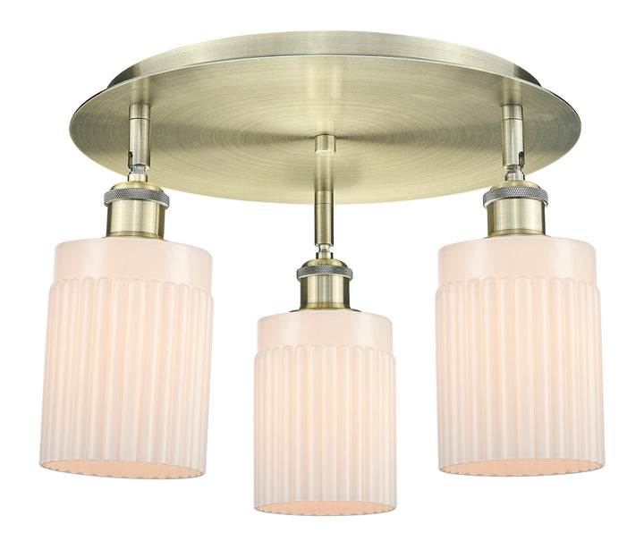 Innovations Lighting Hadley 5" Flush Mount - Antique Brass Ceiling Flush Mounts Innovations Lighting Matte White ; Glass Type: White; Ribbed  