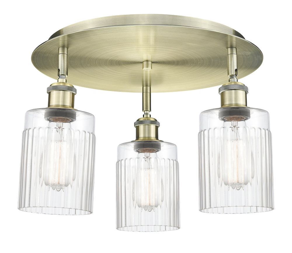 Innovations Lighting Hadley 5" Flush Mount - Antique Brass Ceiling Flush Mounts Innovations Lighting Clear ; Glass Type: Clear; Ribbed  