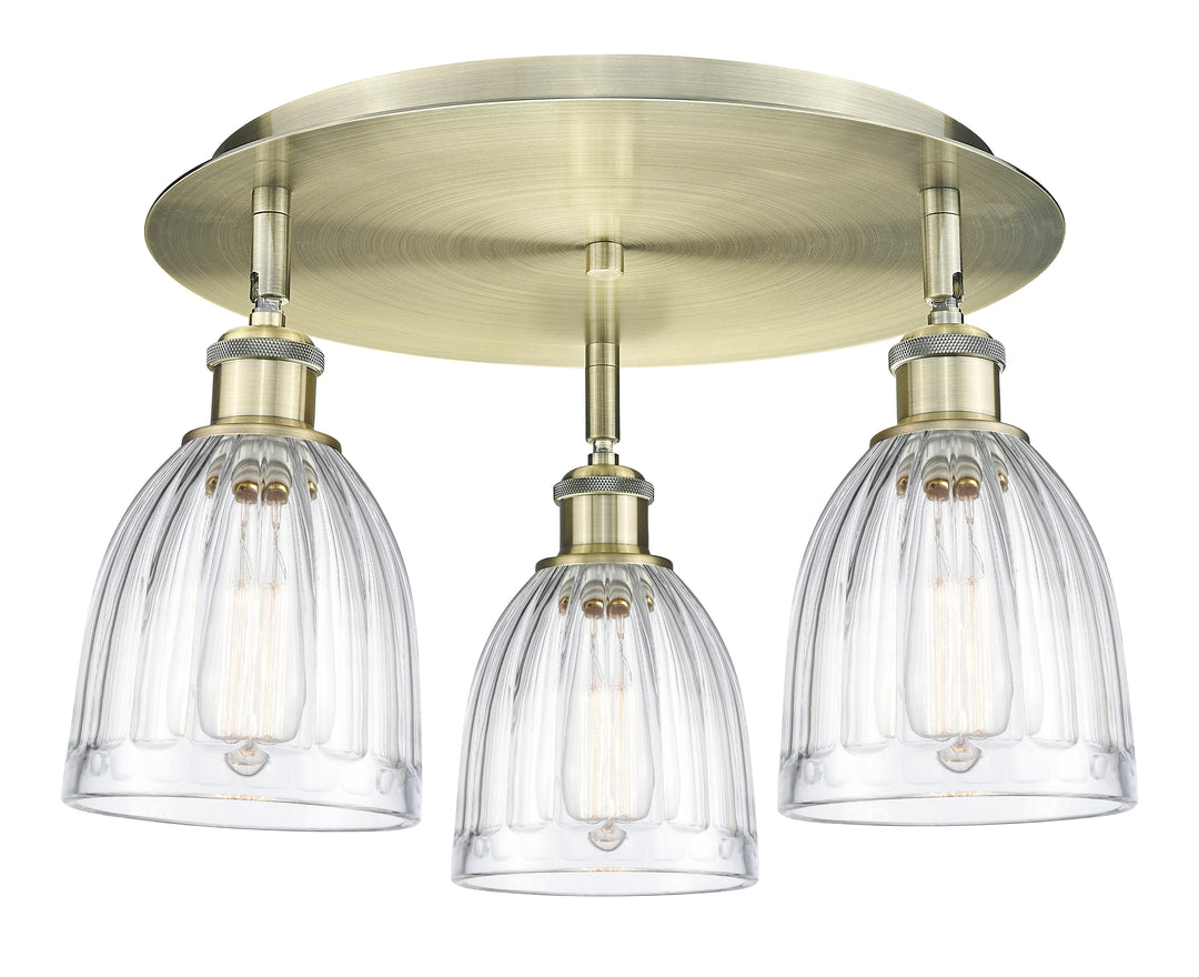 Innovations Lighting Brookfield 6" Flush Mount Ceiling Flush Mounts Innovations Lighting Antique Brass Clear ; Glass Type: Transparent; Ribbed 