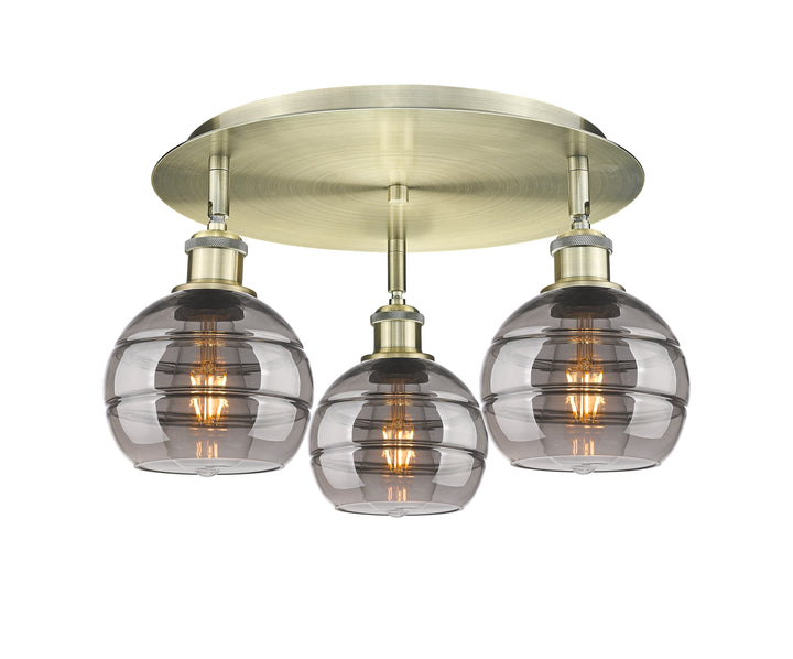 Innovations Lighting Rochester 6" Flush Mount - Antique Brass Ceiling Flush Mounts Innovations Lighting Light Smoke ; Glass Type: Smoked  