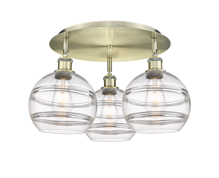 Innovations Lighting Rochester 8" Flush Mount - Antique Brass Ceiling Flush Mounts Innovations Lighting Clear ; Glass Type: Clear  