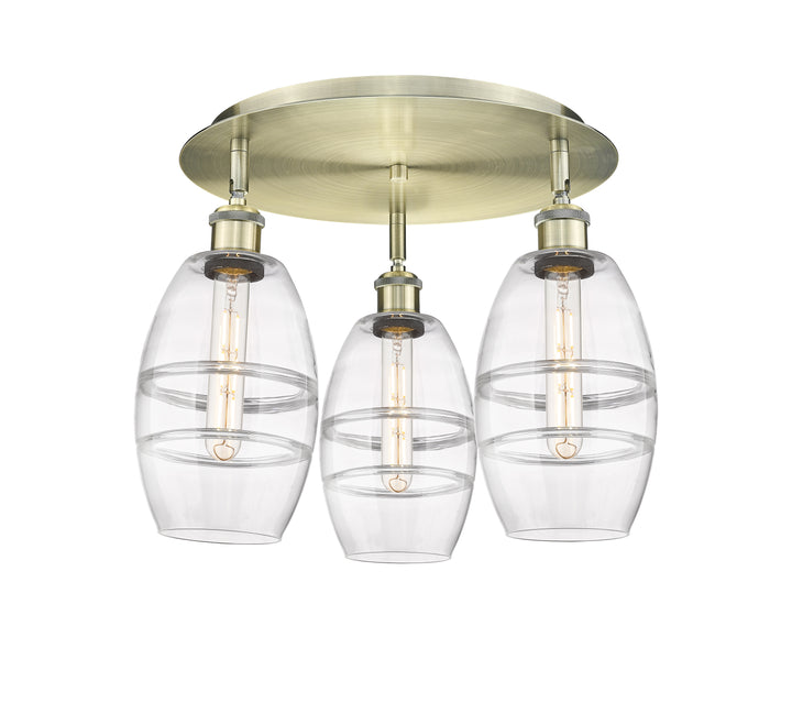 Innovations Lighting Vaz 6" Flush Mount - Antique Brass Ceiling Flush Mounts Innovations Lighting Clear ; Glass Type: Clear  