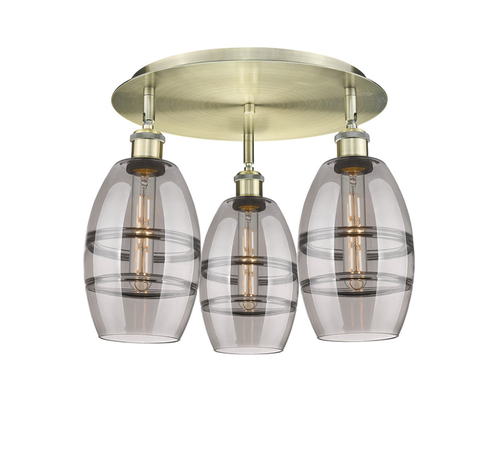 Innovations Lighting Vaz 6" Flush Mount - Antique Brass Ceiling Flush Mounts Innovations Lighting Light Smoke ; Glass Type: Smoked  