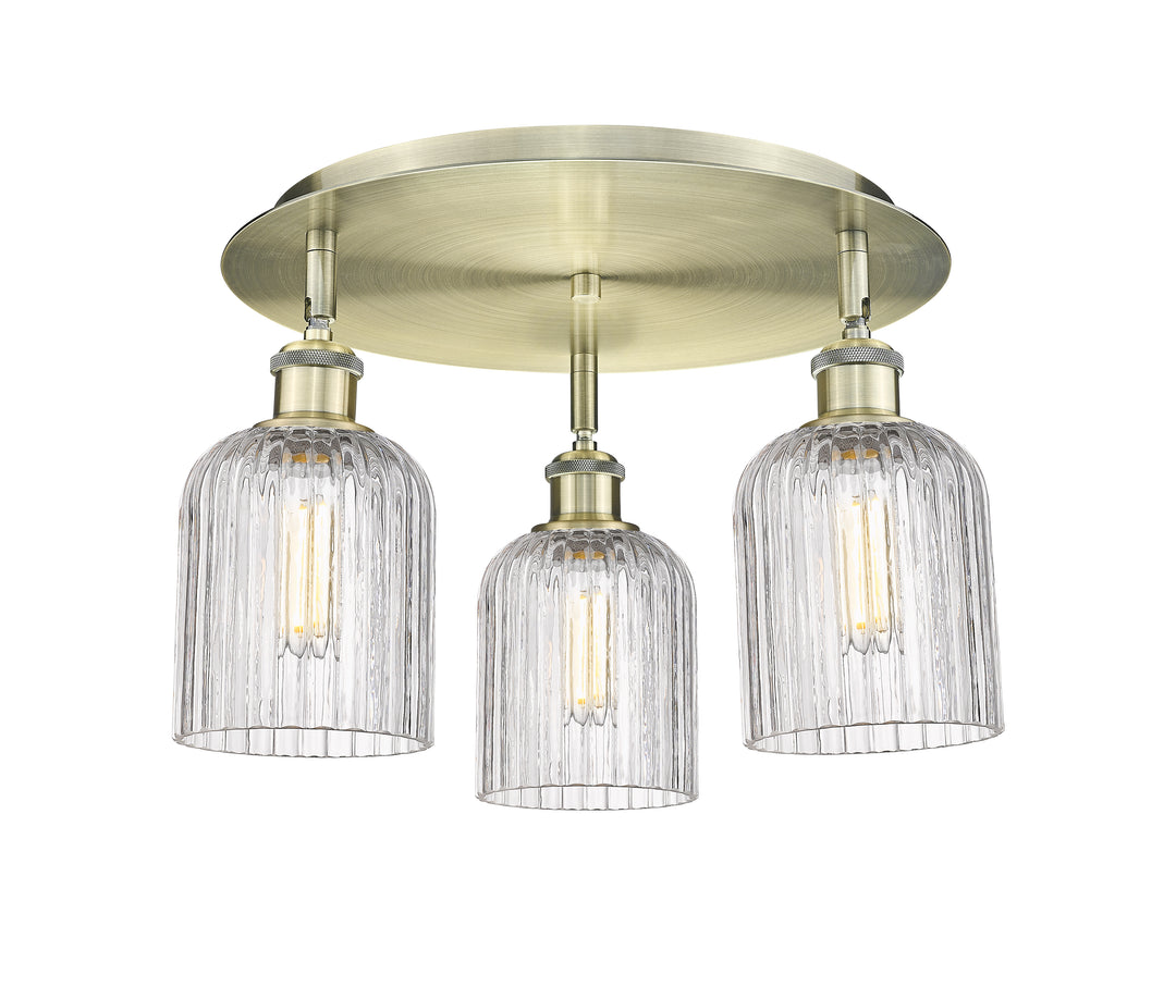 Innovations Lighting Bridal Veil 5" Flush Mount Ceiling Flush Mounts Innovations Lighting Antique Brass Clear ; Glass Type: Clear; Ribbed 