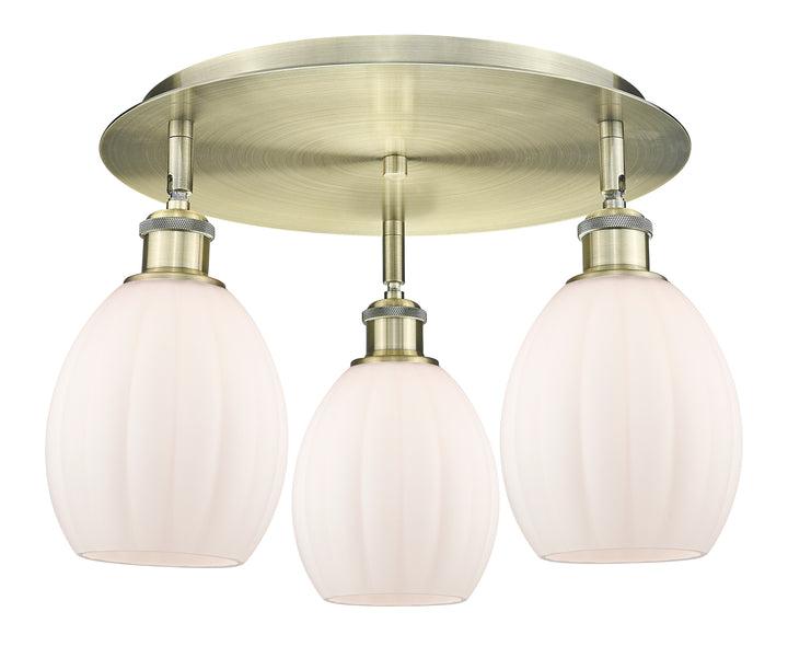 Innovations Lighting Eaton 5.5" Flush Mount - Antique Brass Ceiling Flush Mounts Innovations Lighting Matte White ; Glass Type: White; Ribbed  