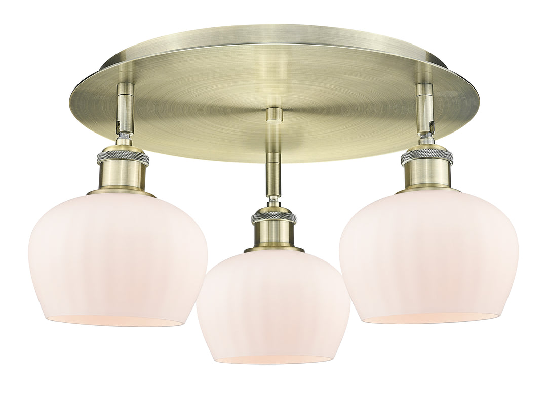 Innovations Lighting Fenton 6.5" Flush Mount - Antique Brass Ceiling Flush Mounts Innovations Lighting Matte White ; Glass Type: White; Ribbed  