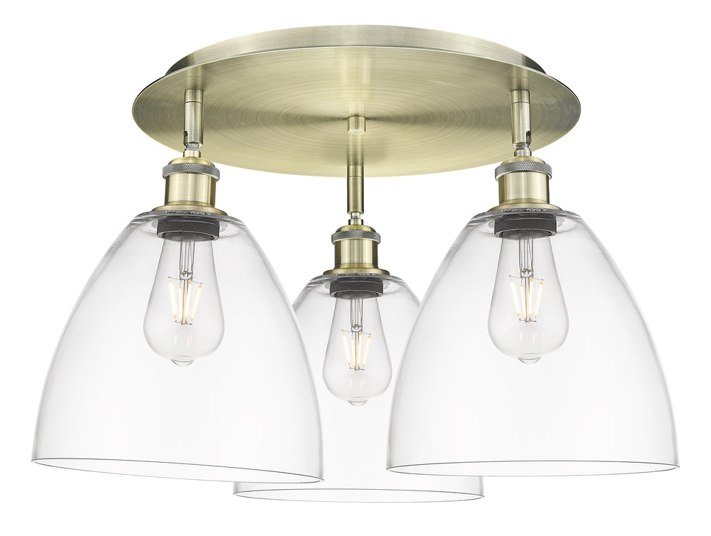 Innovations Lighting Bristol 9" Flush Mount Ceiling Flush Mounts Innovations Lighting Antique Brass Clear ; Glass Type: Clear 