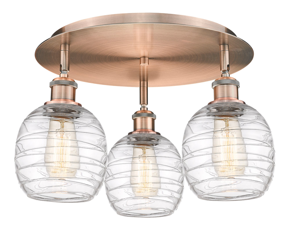 Innovations Lighting Belfast 6" Flush Mount - Antique Copper Ceiling Flush Mounts Innovations Lighting Deco Swirl ; Glass Type: Clear  