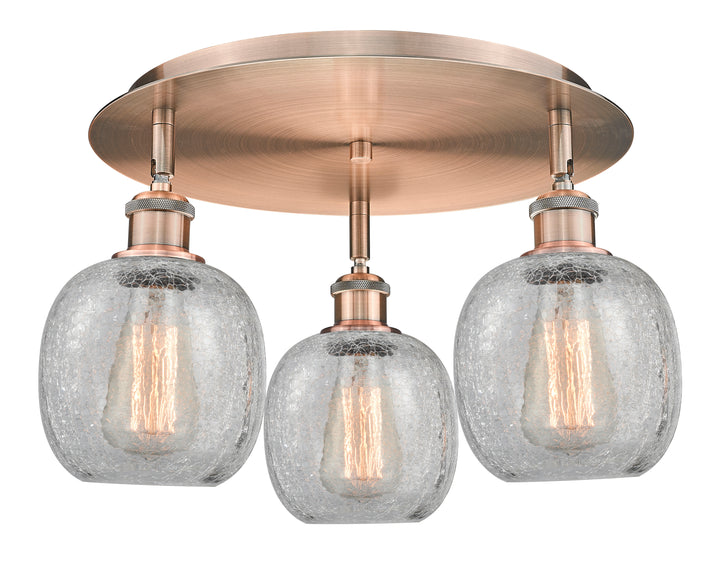 Innovations Lighting Belfast 6" Flush Mount - Antique Copper Ceiling Flush Mounts Innovations Lighting Clear Crackle ; Glass Type: Crackled  