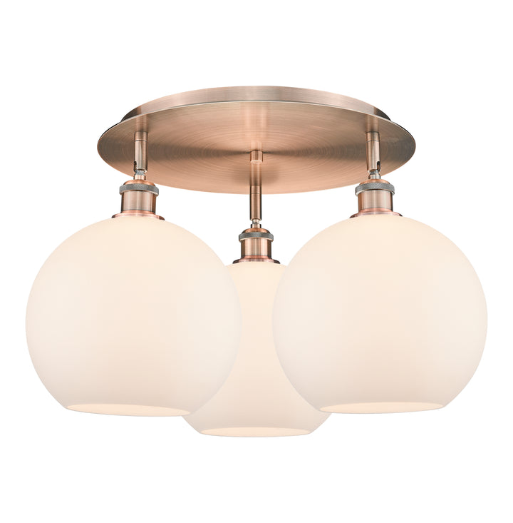 Innovations Lighting Athens 10" Flush Mount Ceiling Flush Mounts Innovations Lighting Antique Copper Matte White ; Glass Type: White 