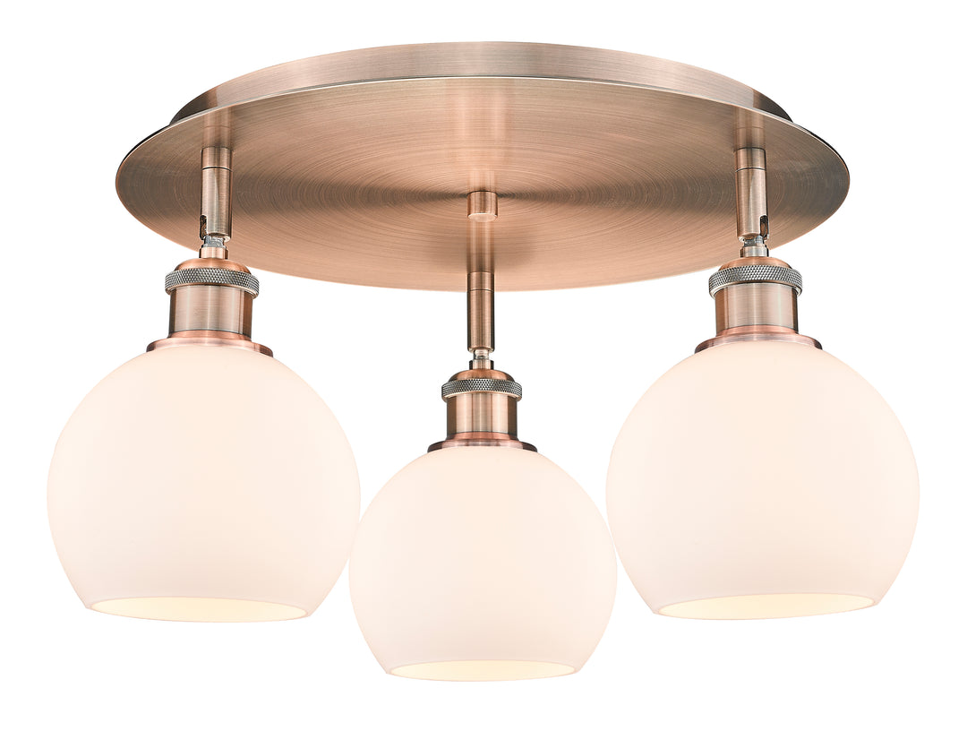 Innovations Lighting Athens 6" Flush Mount Ceiling Flush Mounts Innovations Lighting Antique Copper Matte White ; Glass Type: White 