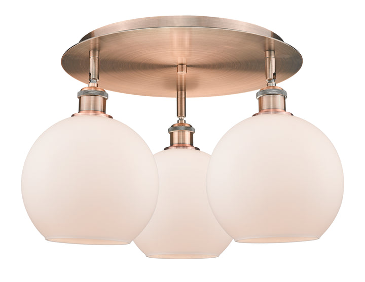 Innovations Lighting Athens 8" Flush Mount Ceiling Flush Mounts Innovations Lighting Antique Copper Matte White ; Glass Type: White 