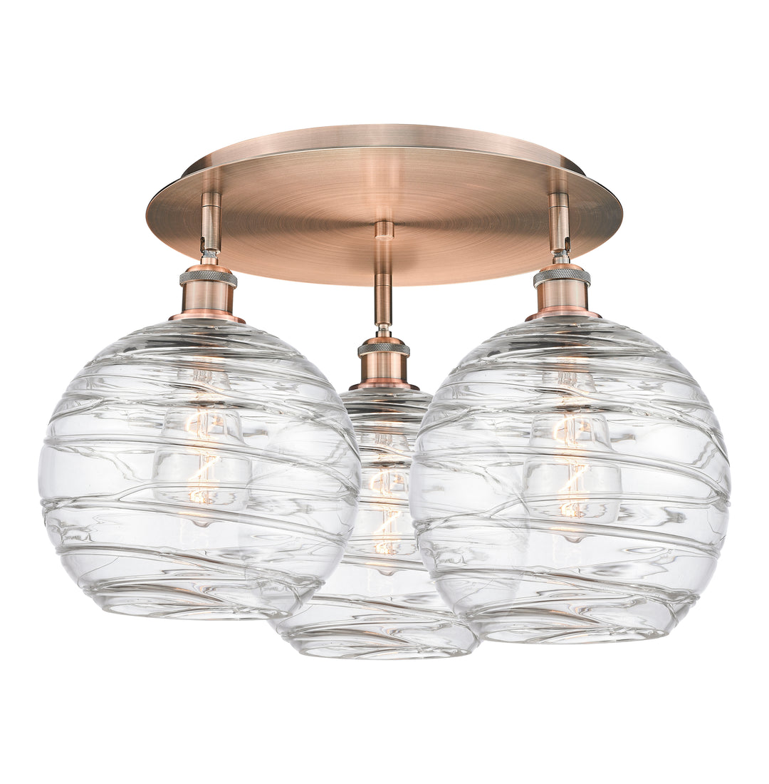 Innovations Lighting Athens Deco Swirl 10" Flush Mount Ceiling Flush Mounts Innovations Lighting Antique Copper Clear Deco Swirl ; Glass Type: Transparent 