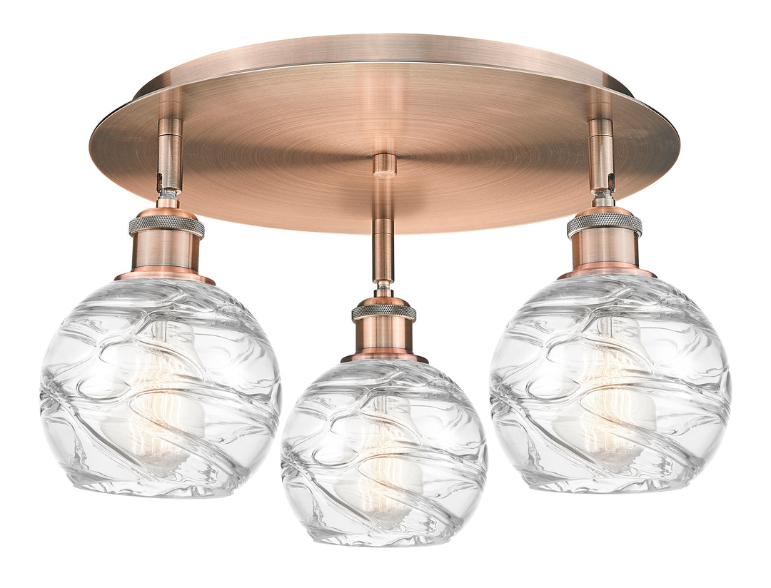 Innovations Lighting Athens Deco Swirl 6" Flush Mount Ceiling Flush Mounts Innovations Lighting Antique Copper Clear Deco Swirl ; Glass Type: Clear 