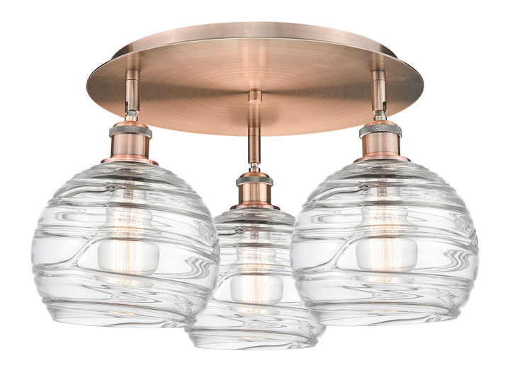 Innovations Lighting Athens Deco Swirl 8" Flush Mount Ceiling Flush Mounts Innovations Lighting Antique Copper Clear Deco Swirl ; Glass Type: Cleat 