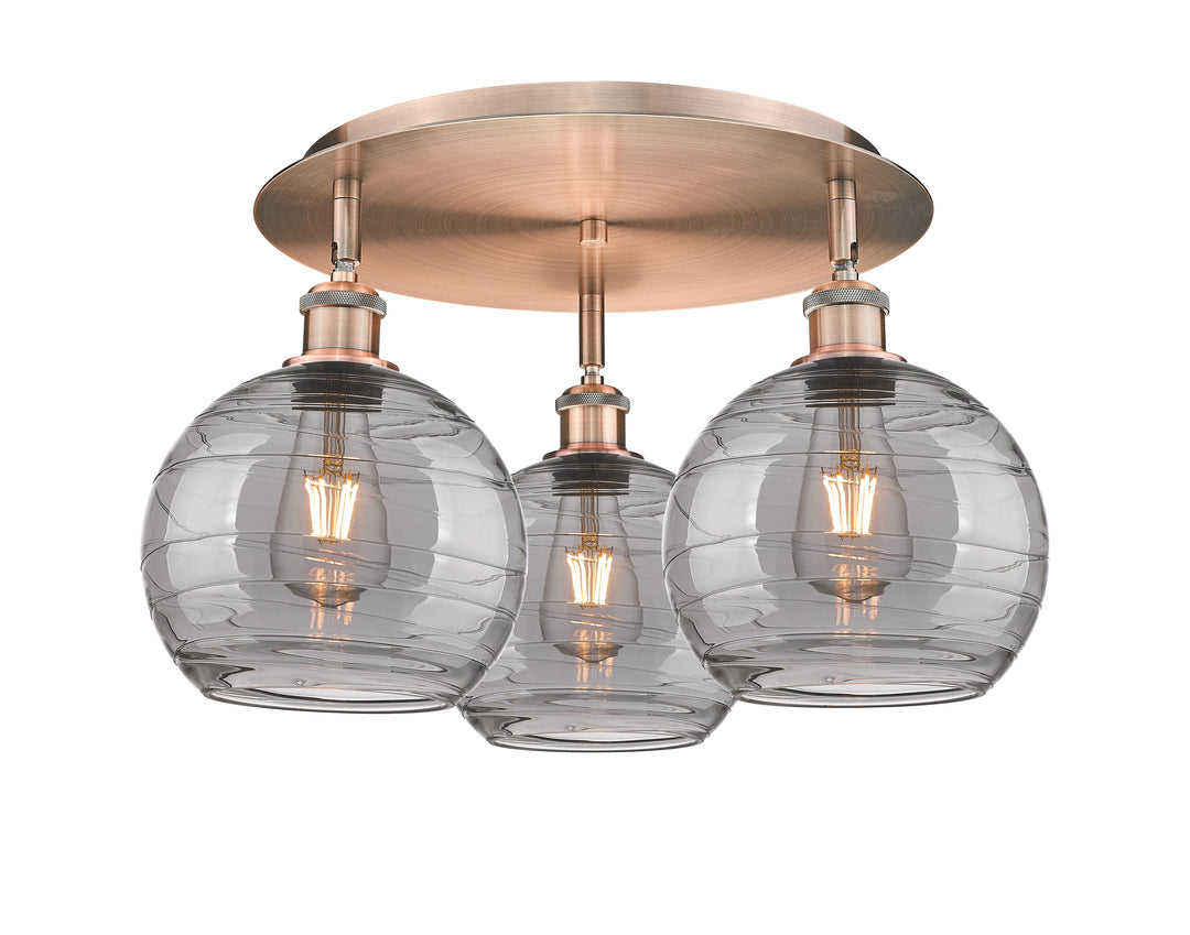 Innovations Lighting Athens Deco Swirl 8" Flush Mount Ceiling Flush Mounts Innovations Lighting Antique Copper Light Smoke Deco Swirl ; Glass Type: Smoked 