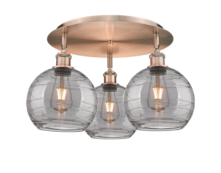 Innovations Lighting Athens Deco Swirl 8" Flush Mount Ceiling Flush Mounts Innovations Lighting Antique Copper Light Smoke Deco Swirl ; Glass Type: Smoked 