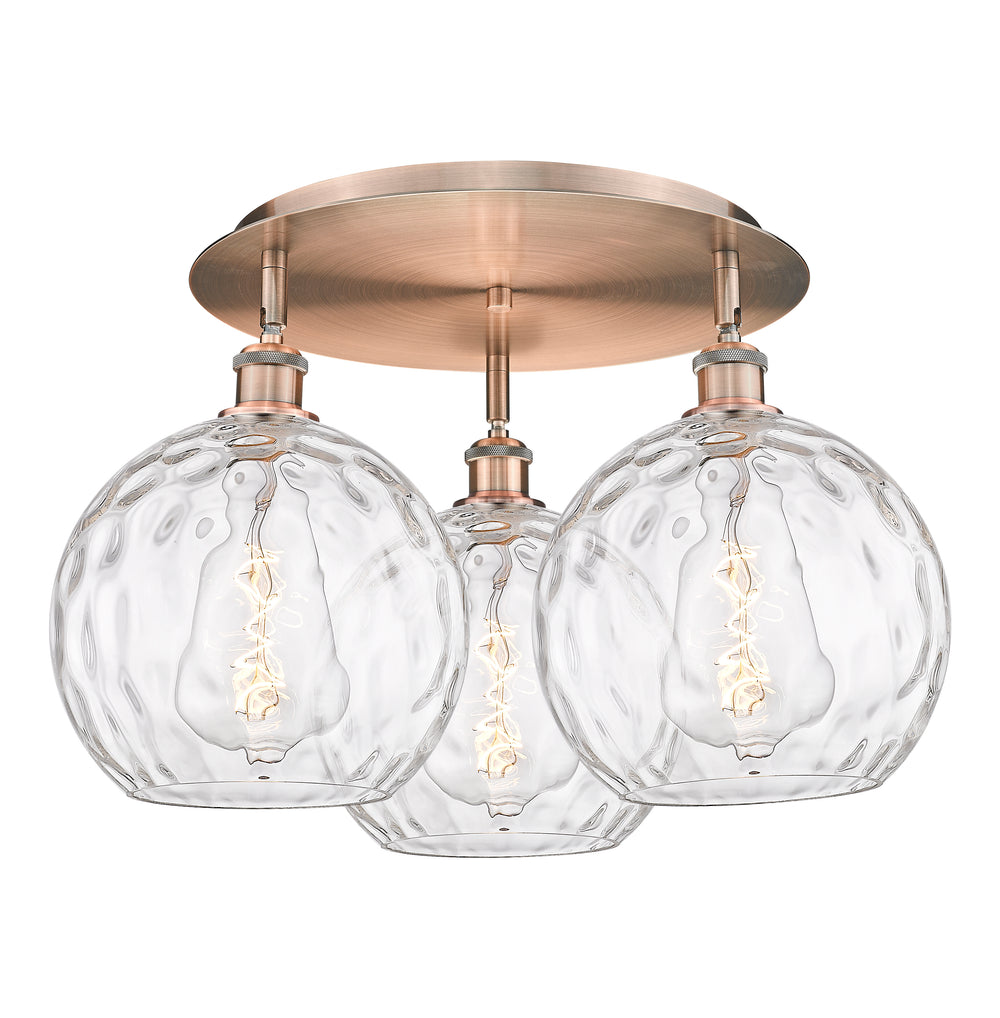 Innovations Lighting Athens Water Glass 10" Flush Mount Ceiling Flush Mounts Innovations Lighting Antique Copper Clear Water Glass ; Glass Type: Clear 