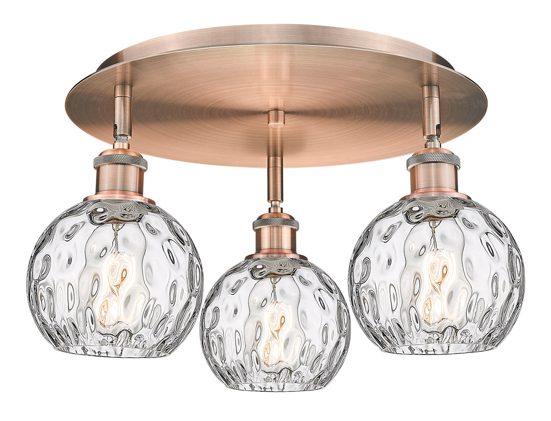 Innovations Lighting Athens Water Glass 6" Flush Mount Ceiling Flush Mounts Innovations Lighting Antique Copper Clear Water Glass ; Glass Type: Clear 