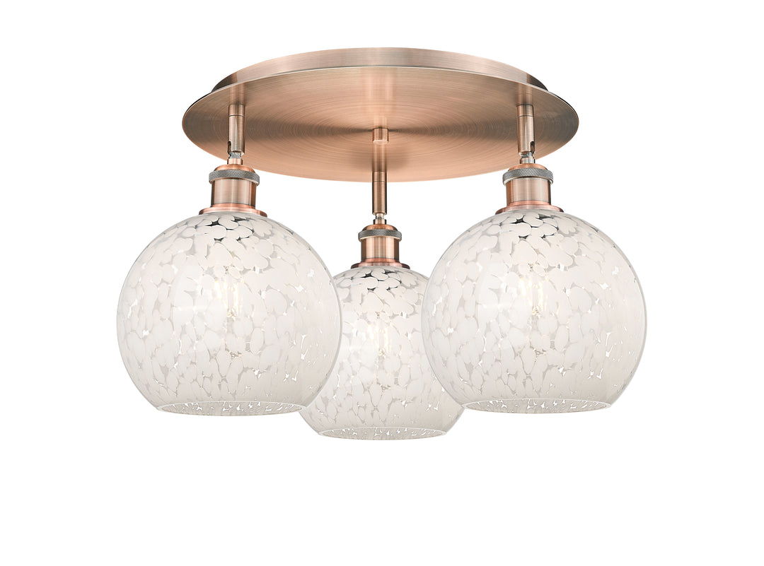 Innovations Lighting White Mouchette 8" Flush Mount - Antique Copper Ceiling Flush Mounts Innovations Lighting White Mouchette ; Glass Type: White  