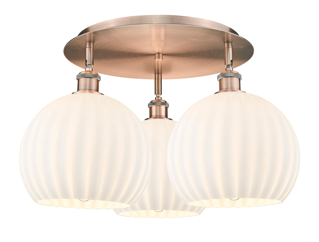 Innovations Lighting White Venetian 10" Flush Mount - Antique Copper Ceiling Flush Mounts Innovations Lighting White Venetian ; Glass Type: White  