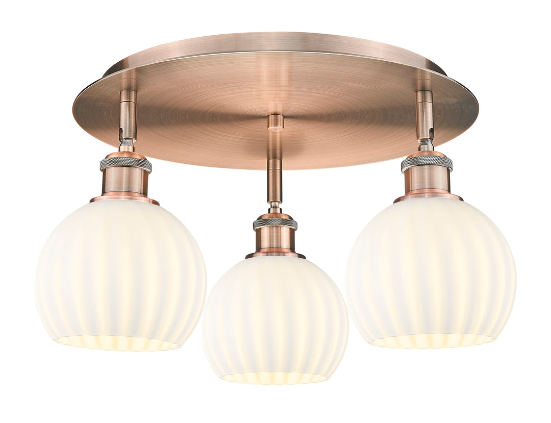 Innovations Lighting White Venetian 6" Flush Mount - Antique Copper