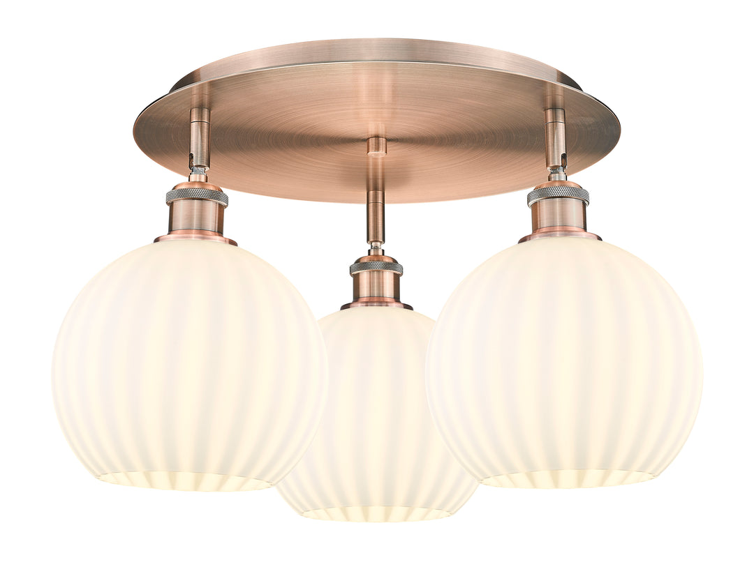 Innovations Lighting White Venetian 8" Flush Mount - Antique Copper