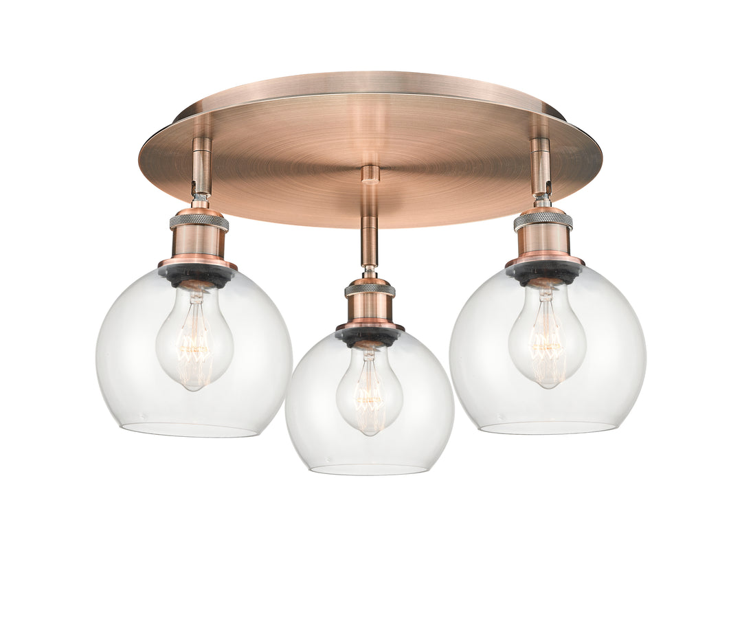 Innovations Lighting Athens 6" Flush Mount Ceiling Flush Mounts Innovations Lighting Antique Copper Clear ; Glass Type: Clear 