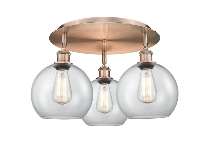 Innovations Lighting Athens 8" Flush Mount Ceiling Flush Mounts Innovations Lighting Antique Copper Clear ; Glass Type: Clear 