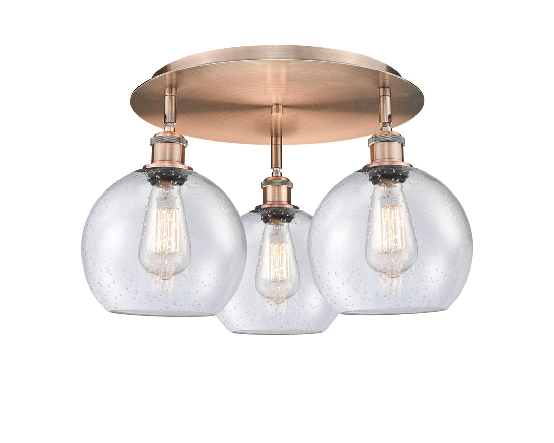 Innovations Lighting Athens 8" Flush Mount Ceiling Flush Mounts Innovations Lighting Antique Copper Seedy ; Glass Type: Seeded 