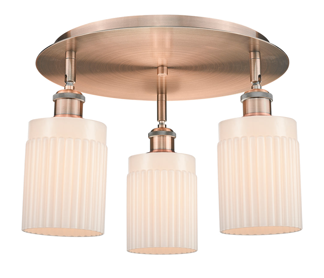 Innovations Lighting Hadley 5" Flush Mount - Antique Copper Ceiling Flush Mounts Innovations Lighting Matte White ; Glass Type: White; Ribbed  