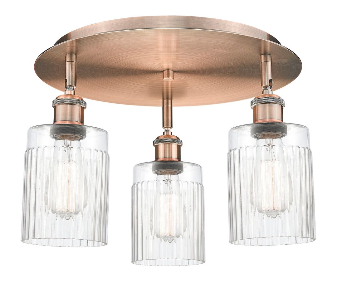 Innovations Lighting Hadley 5" Flush Mount - Antique Copper Ceiling Flush Mounts Innovations Lighting Clear ; Glass Type: Clear; Ribbed  