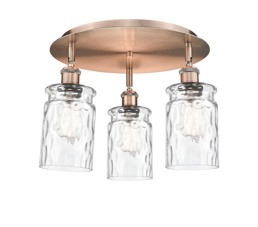 Innovations Lighting Candor 5" Flush Mount Ceiling Flush Mounts Innovations Lighting Antique Copper Clear Waterglass ; Glass Type: Frosted; Ribbed 