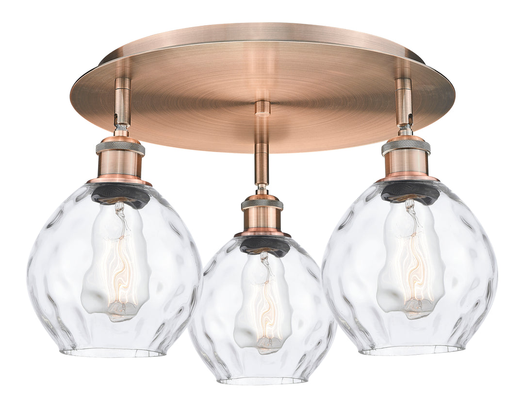 Innovations Lighting Waverly 6" Flush Mount - Antique Copper Ceiling Flush Mounts Innovations Lighting Clear ; Glass Type: Water  