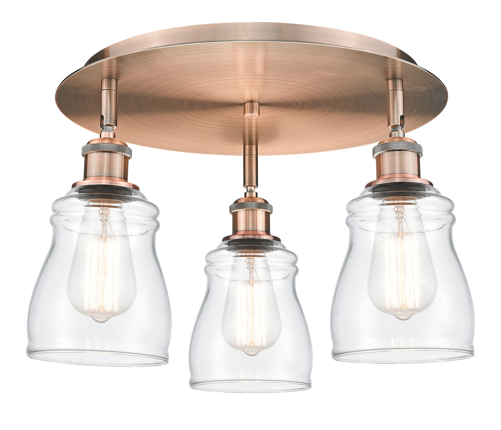 Innovations Lighting Ellery 5" Flush Mount - Antique Copper Ceiling Flush Mounts Innovations Lighting Clear ; Glass Type: Clear  