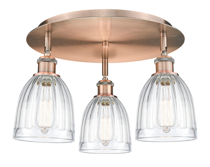 Innovations Lighting Brookfield 6" Flush Mount Ceiling Flush Mounts Innovations Lighting Antique Copper Clear ; Glass Type: Transparent; Ribbed 