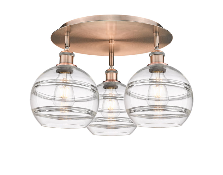 Innovations Lighting Rochester 8" Flush Mount - Antique Copper Ceiling Flush Mounts Innovations Lighting Clear ; Glass Type: Clear  